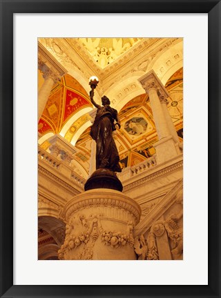 Framed USA, Washington DC, Library of Congress interior with sculpture Print