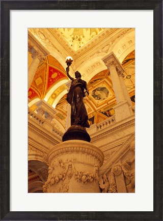 Framed USA, Washington DC, Library of Congress interior with sculpture Print