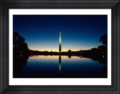 Framed Reflection of an obelisk on water, Washington Monument, Washington DC, USA Print
