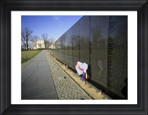 Framed Close-up of a memorial, Vietnam Veterans Memorial Wall, Vietnam Veterans Memorial, Washington DC, USA Print