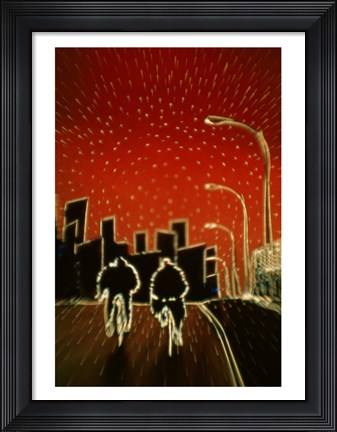 Framed Cycling at night Print