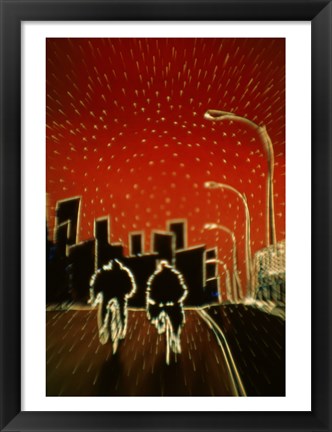 Framed Cycling at night Print