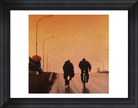 Framed Biking at dusk Print