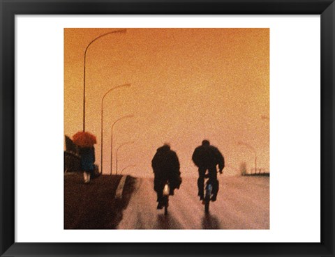 Framed Biking at dusk Print