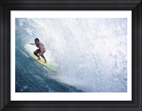Framed Surfing - In the Curl Print