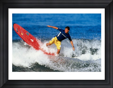 Framed Surfing in the water Print