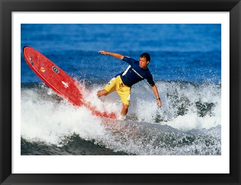 Framed Surfing in the water Print