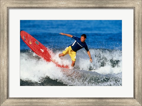 Framed Surfing in the water Print