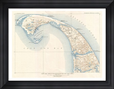 Framed 1908 U.S. Geological Survey Map of Provincetown, Cape Cod, Massachusetts1908 Print