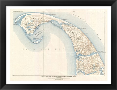 Framed 1908 U.S. Geological Survey Map of Provincetown, Cape Cod, Massachusetts1908 Print