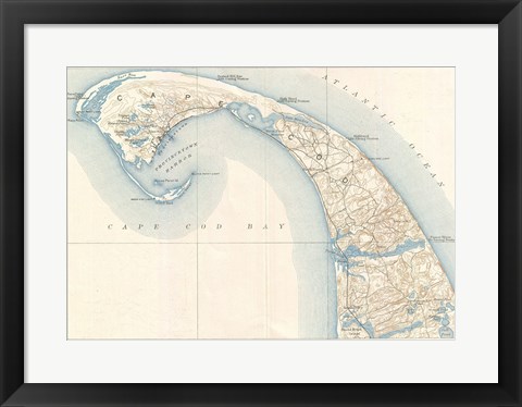 Framed 1908 U.S. Geological Survey Map of Provincetown, Cape Cod, Massachusetts1908 Print