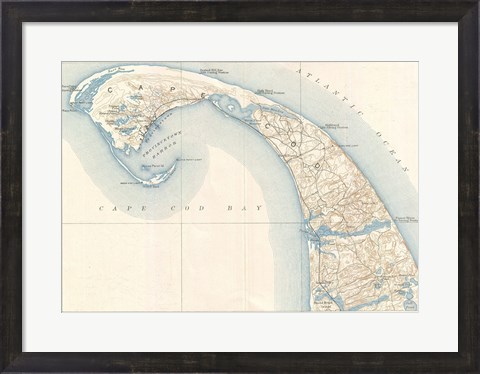Framed 1908 U.S. Geological Survey Map of Provincetown, Cape Cod, Massachusetts1908 Print
