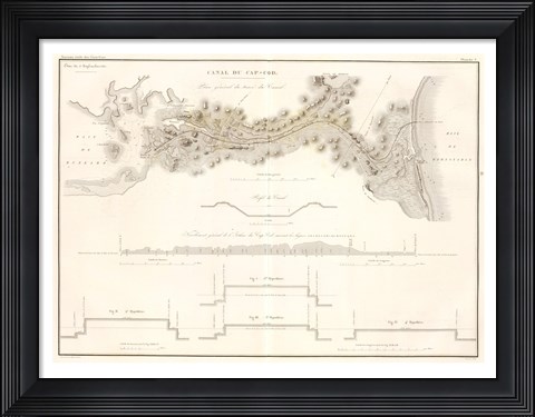 Framed Canal du Cape-Cod Massachusetts, 1834 map Print