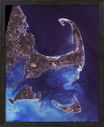 Framed Cape Cod - from space Print