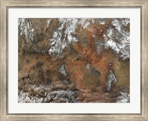 Framed Grand Canyon satellie view from space Print