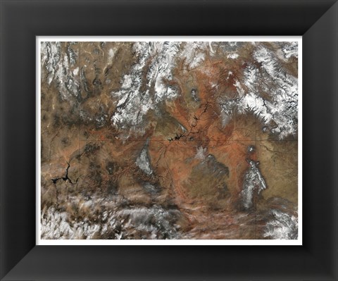 Framed Grand Canyon satellie view from space Print