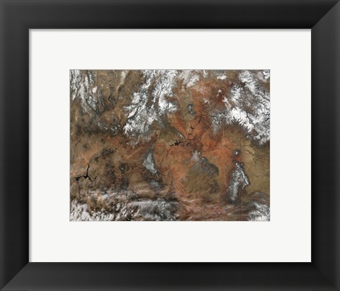 Framed Grand Canyon satellie view from space Print