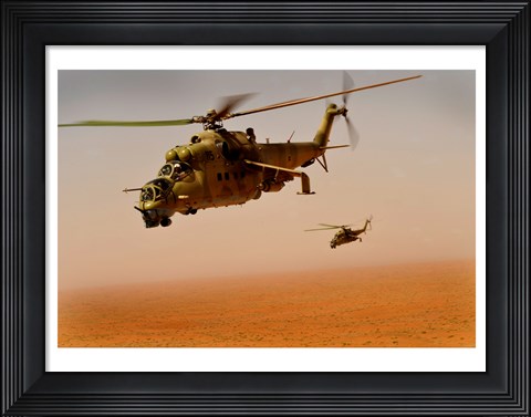 Framed Afghan Air Corps Mi-35 helicopters Print