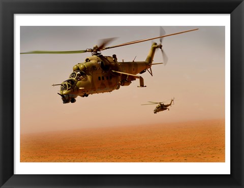 Framed Afghan Air Corps Mi-35 helicopters Print