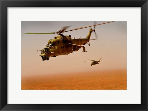 Framed Afghan Air Corps Mi-35 helicopters Print