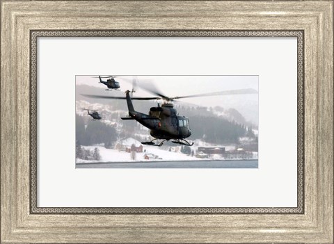 Framed Norwegian military Bell 412SP helicopters Print