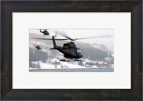 Framed Norwegian military Bell 412SP helicopters Print