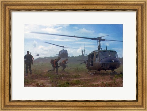 Framed UH-1D helicopters in Vietnam 1966 Print