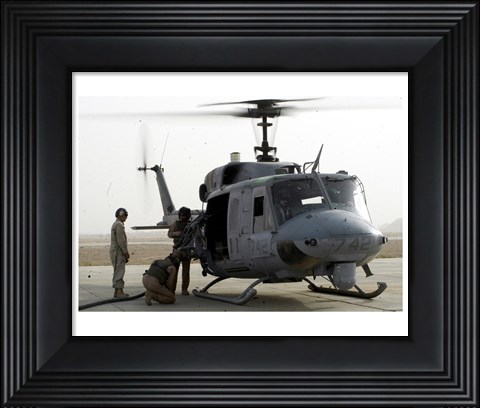 Framed US Marine Corps UH-1N Huey helicopter Print