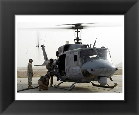 Framed US Marine Corps UH-1N Huey helicopter Print