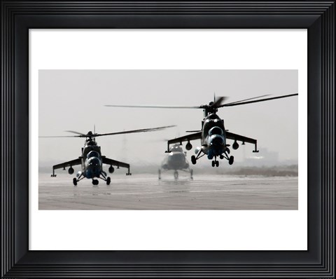 Framed MI-35 attack helicopters from the Afghan National Army Air Corps Print