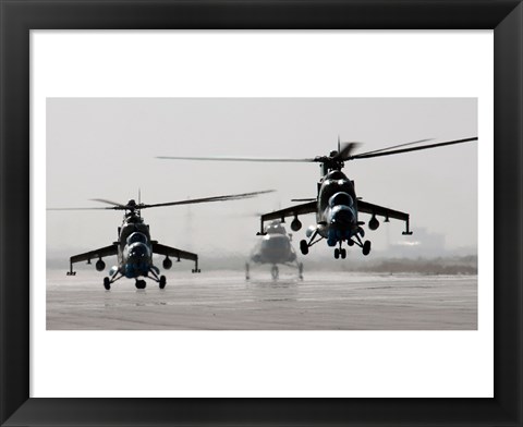 Framed MI-35 attack helicopters from the Afghan National Army Air Corps Print