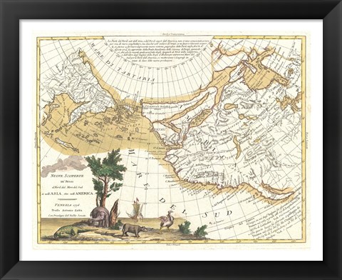 Framed 1776 Zatta Map of California and the Western Parts of North America Print