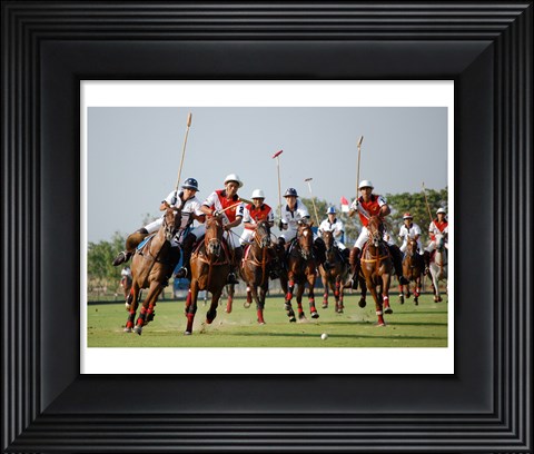 Framed Indonesia plays against Thailand in a round robin SEA Games 2007 Thailand Polo match Print