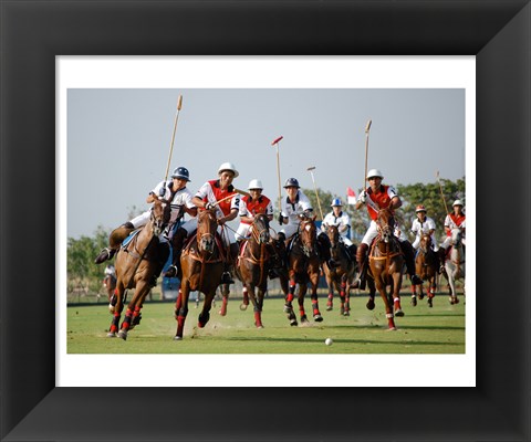 Framed Indonesia plays against Thailand in a round robin SEA Games 2007 Thailand Polo match Print