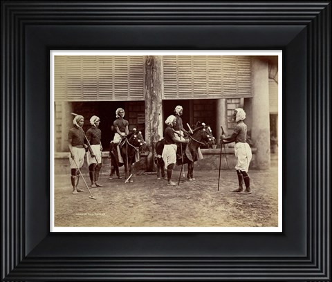 Framed Manipur Polo Players 1875 Print