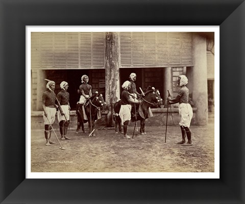 Framed Manipur Polo Players 1875 Print