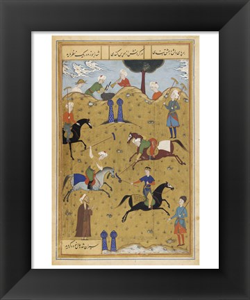 Framed Polo game from poem Guy Chawgan Print