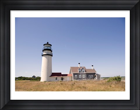Framed Lighthouse in a field, Cape Cod Lighthouse (Highland), North Truro, Massachusetts, USA Print