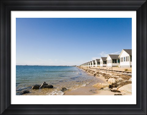 Framed Beach huts in row, Cape Cod, Massachusetts, USA Print