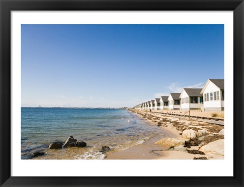 Framed Beach huts in row, Cape Cod, Massachusetts, USA Print