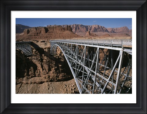 Framed Bridge across a river, Navajo Bridge, Colorado River, Grand Canyon National Park, Arizona, USA Print