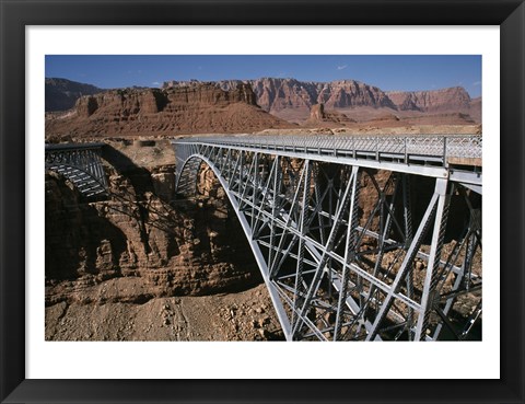 Framed Bridge across a river, Navajo Bridge, Colorado River, Grand Canyon National Park, Arizona, USA Print