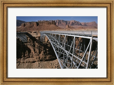Framed Bridge across a river, Navajo Bridge, Colorado River, Grand Canyon National Park, Arizona, USA Print
