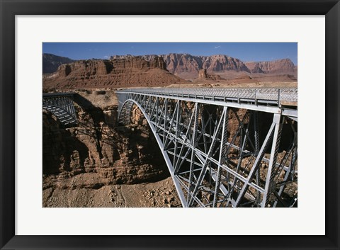 Framed Bridge across a river, Navajo Bridge, Colorado River, Grand Canyon National Park, Arizona, USA Print