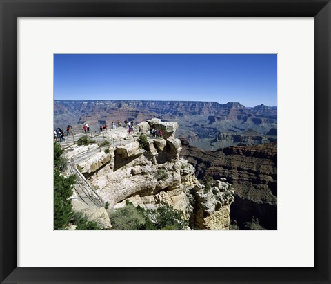 Framed High angle view of tourists at an observation point, Grand Canyon National Park, Arizona, USA Print