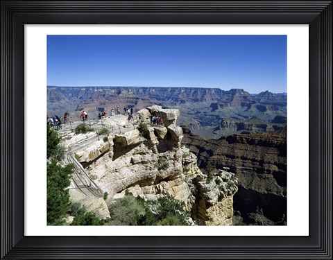 Framed High angle view of tourists at an observation point, Grand Canyon National Park, Arizona, USA Print