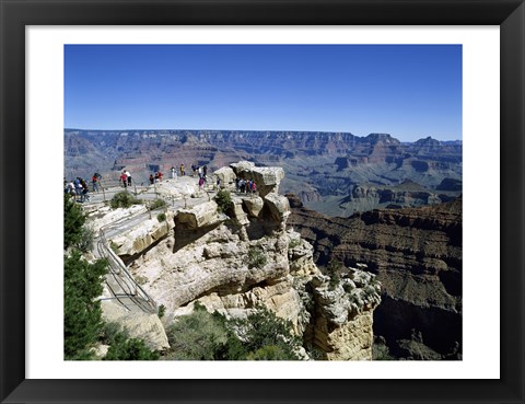 Framed High angle view of tourists at an observation point, Grand Canyon National Park, Arizona, USA Print