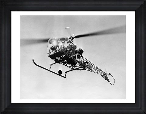 Framed Low angle view of military helicopter in flight Print