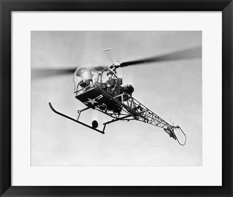 Framed Low angle view of military helicopter in flight Print