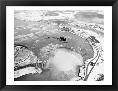 Framed Niagara Falls, Bell helicopter flying Print